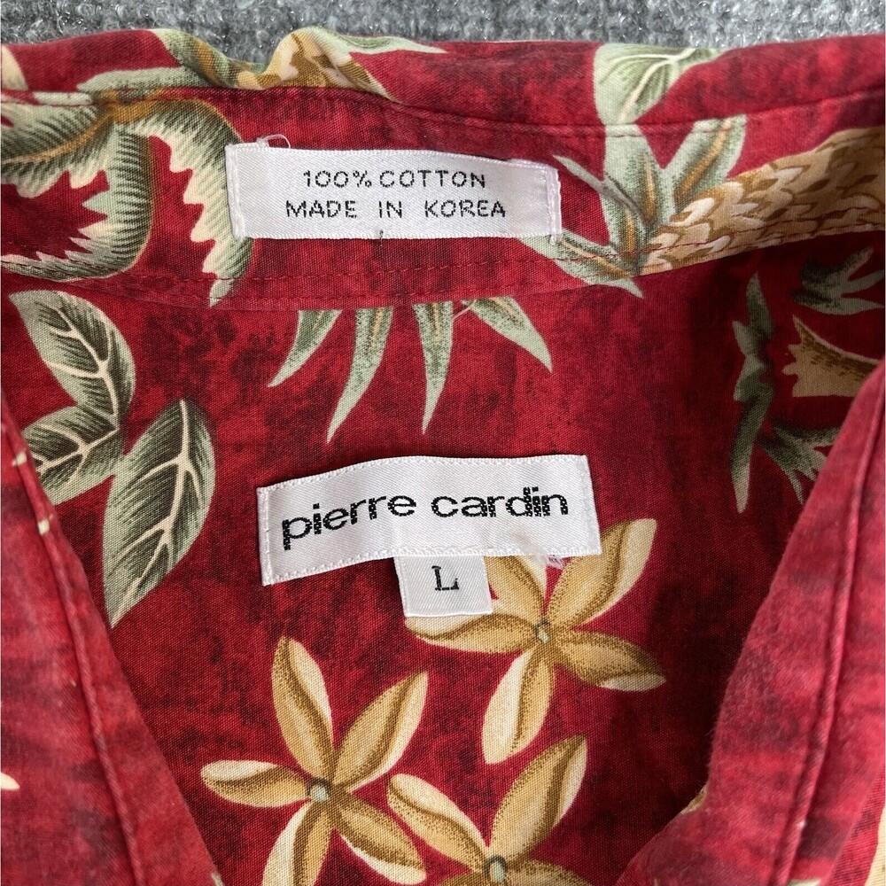 Pierre Cardin Shirt Mens Large Short Sleeve Button Up Pineapple Palms Beach Camp - Picture 3 of 6